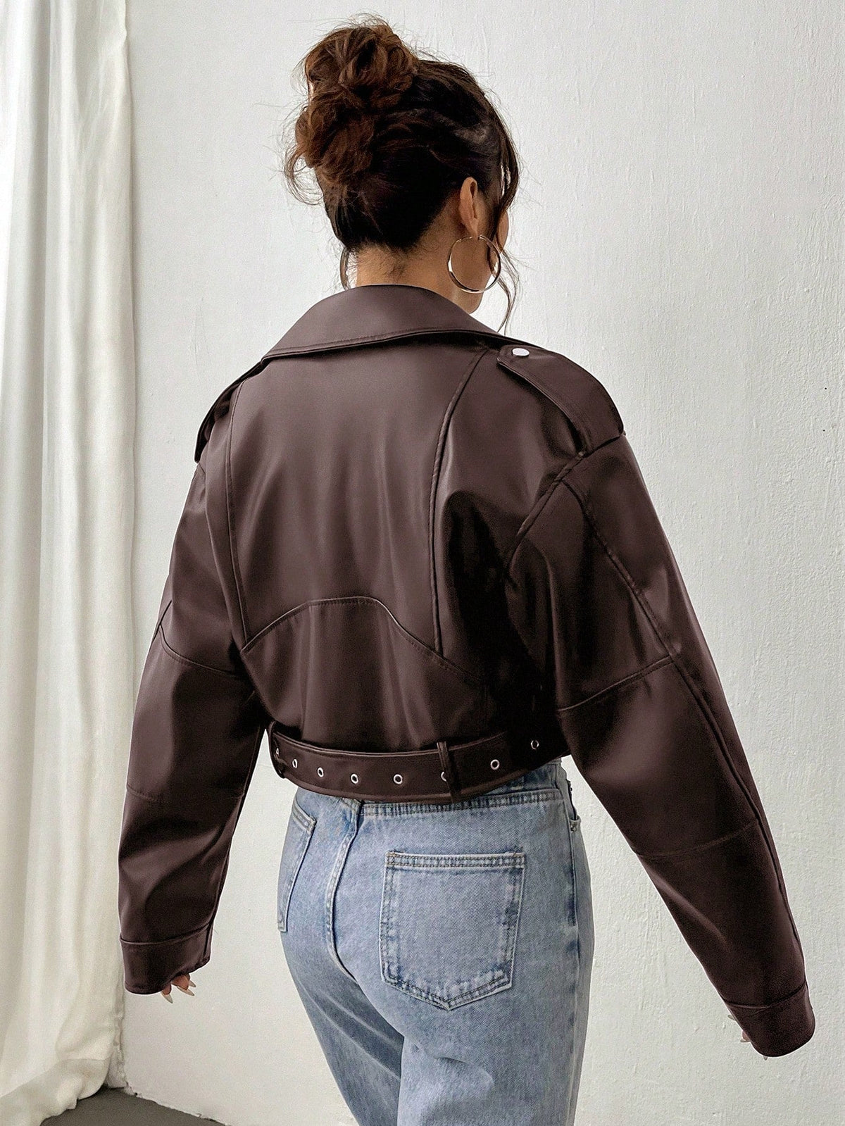 StreetHx Zip Up Couro Do Plutônio Jaqueta de Moto - Castanho