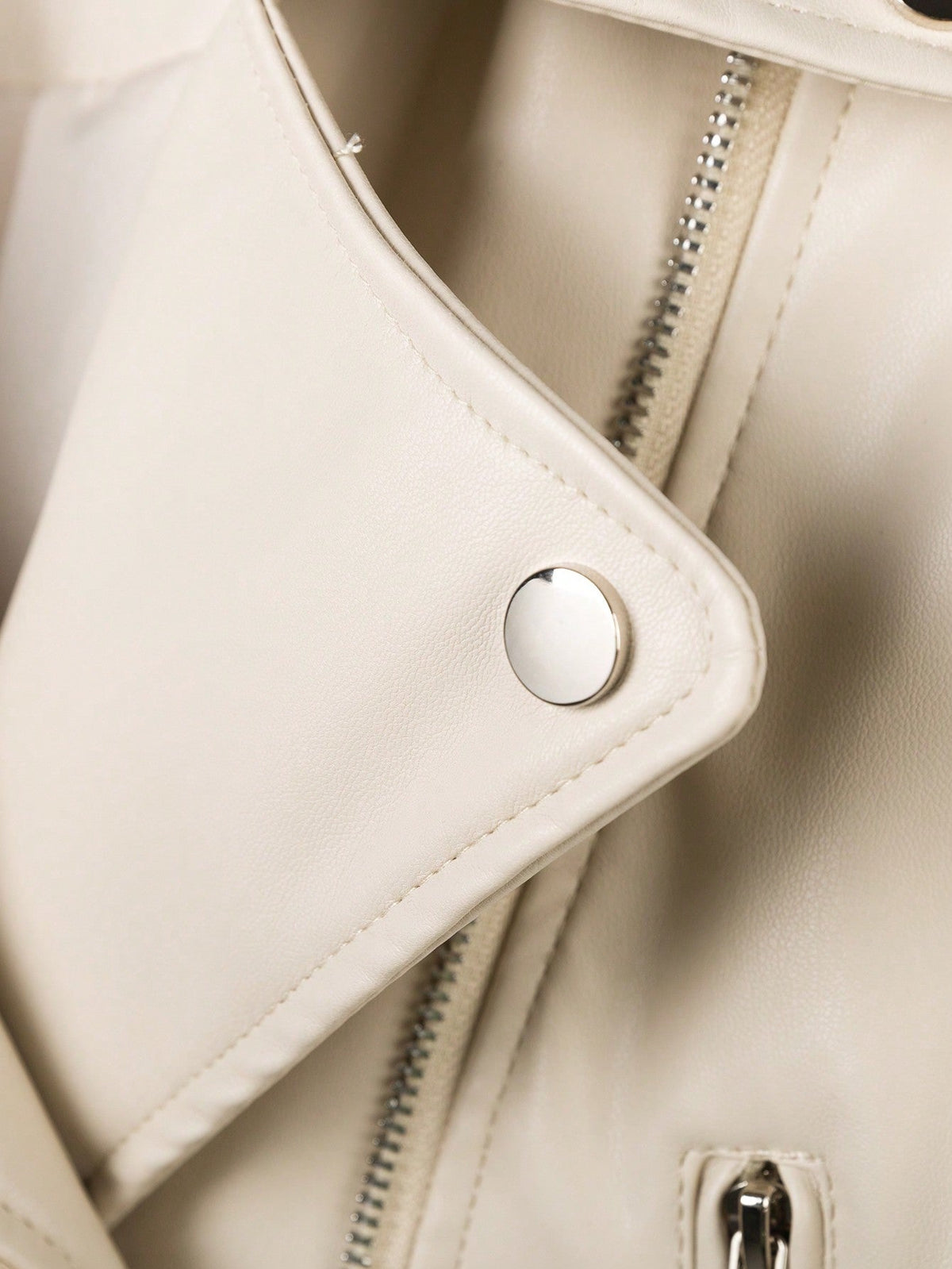 StreetHx Zip Up Couro Do Plutônio Jaqueta de Moto - Bege