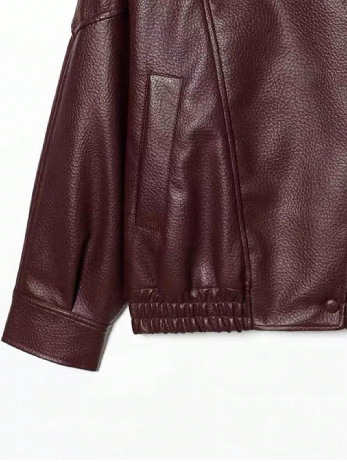 Seelio Jaqueta Casual Feminina de Couro Sintético com Gola Alta, Estilo Europeu e Americano, Moda Minimalista Versátil, Streetwear, Outono/Inverno - Vinho