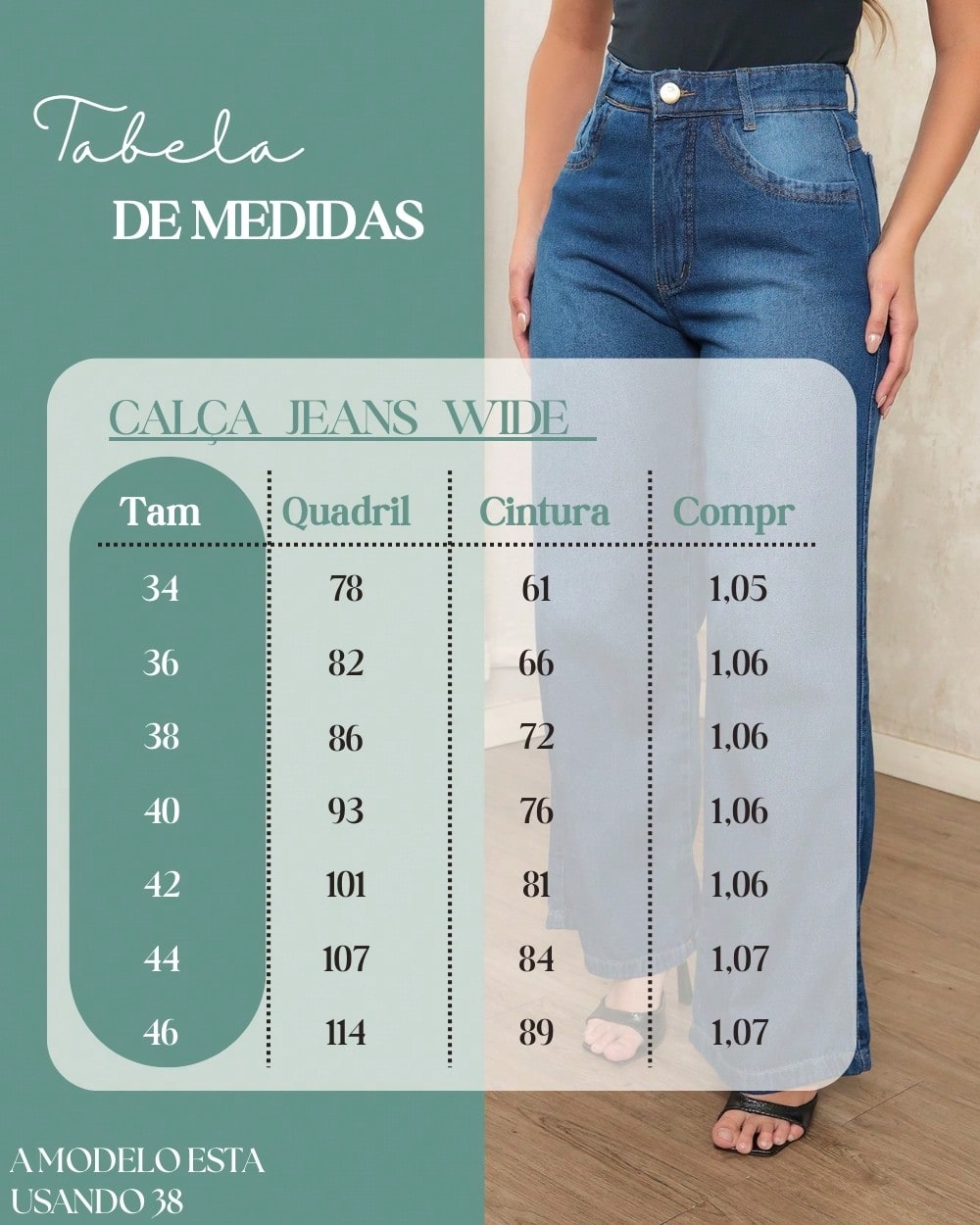Calça Jeans Pantalona Giovanna Wide Leg Cintura Alta Marmorizada