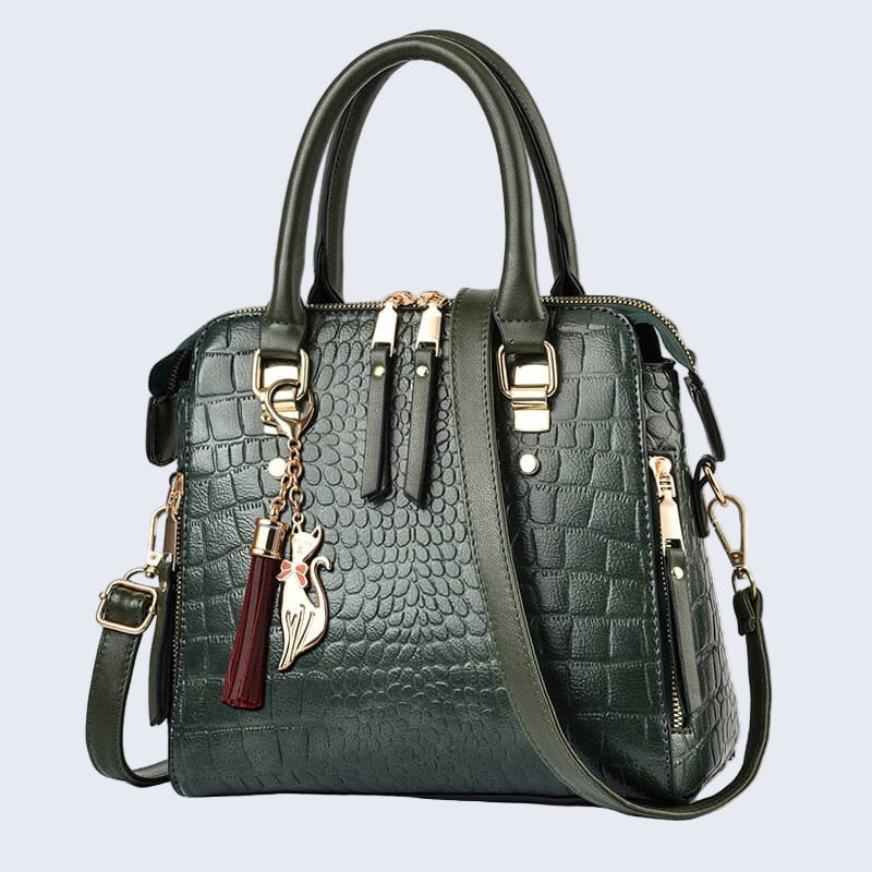 Bolsa de Couro com Design Crocodilo - Glamour
