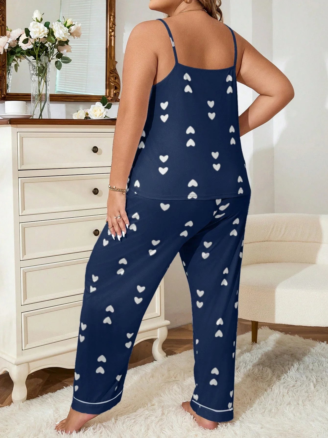 Pijama Plus Size Regata e Calça Coração