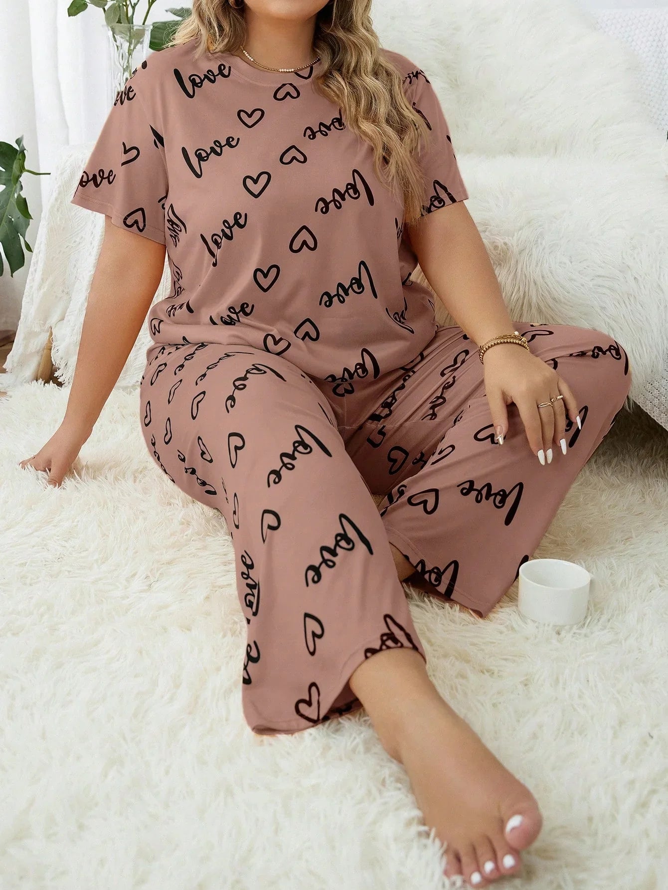 Pijama Plus Size Blusa e Calça Estampado Soltinho