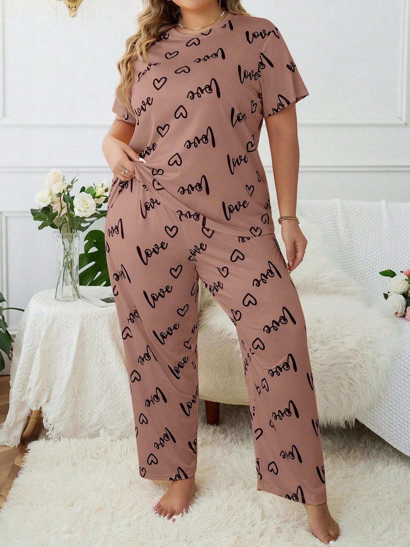 Pijama Plus Size Blusa e Calça Estampado Soltinho