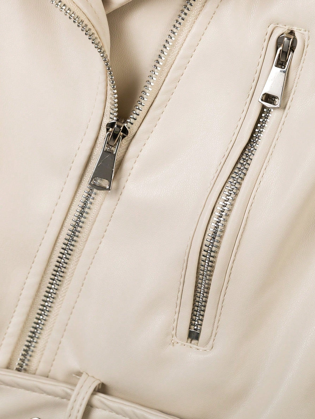 StreetHx Zip Up Couro Do Plutônio Jaqueta de Moto - Bege