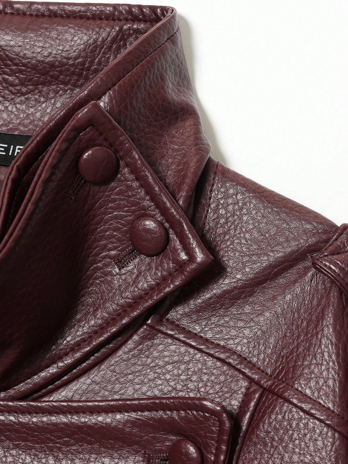 Seelio Jaqueta Casual Feminina de Couro Sintético com Gola Alta, Estilo Europeu e Americano, Moda Minimalista Versátil, Streetwear, Outono/Inverno - Vinho