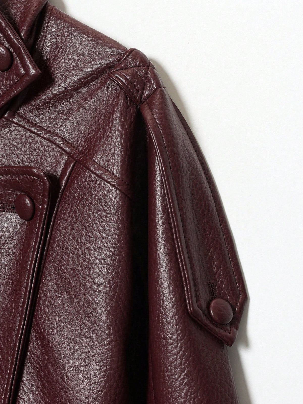 Seelio Jaqueta Casual Feminina de Couro Sintético com Gola Alta, Estilo Europeu e Americano, Moda Minimalista Versátil, Streetwear, Outono/Inverno - Vinho