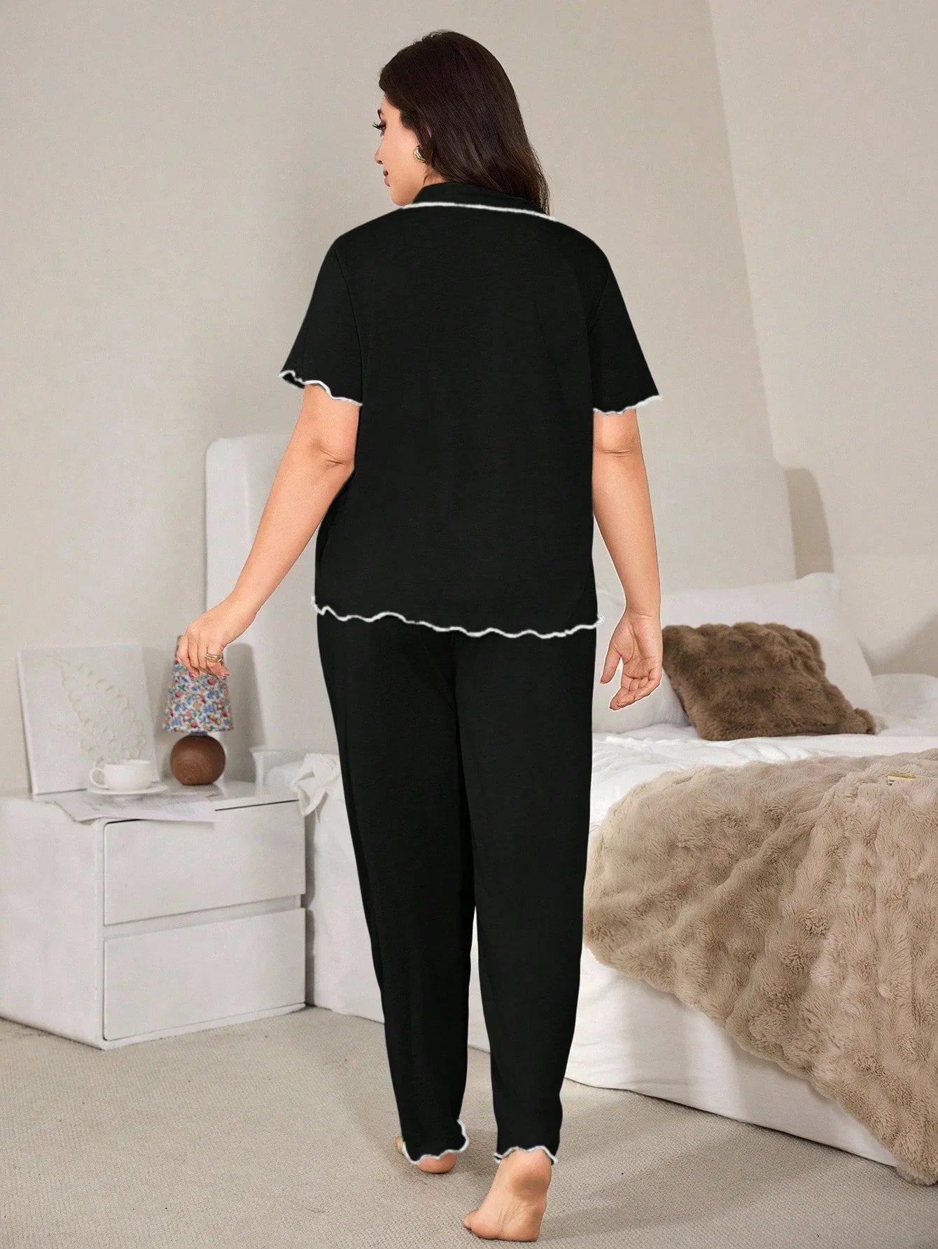 Pijama Plus Size Calça e Blusa Soltinho com Botão