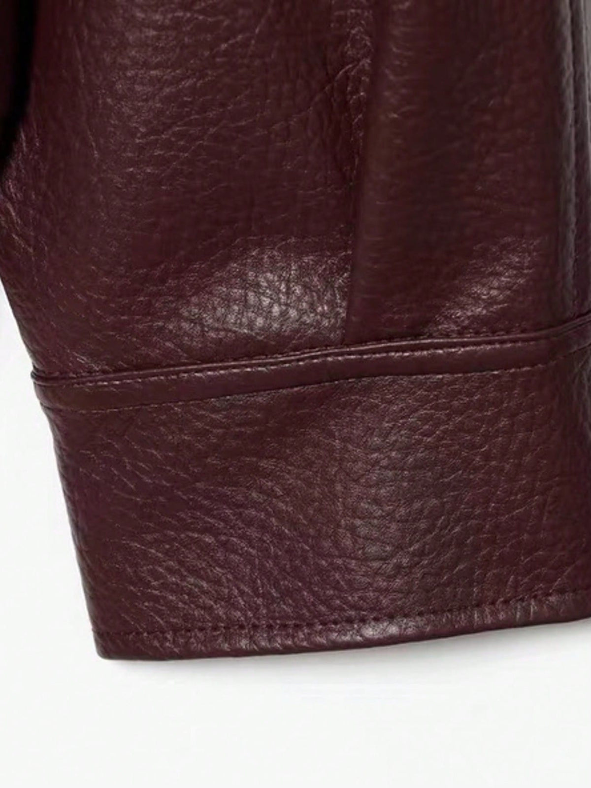 Seelio Jaqueta Casual Feminina de Couro Sintético com Gola Alta, Estilo Europeu e Americano, Moda Minimalista Versátil, Streetwear, Outono/Inverno - Vinho