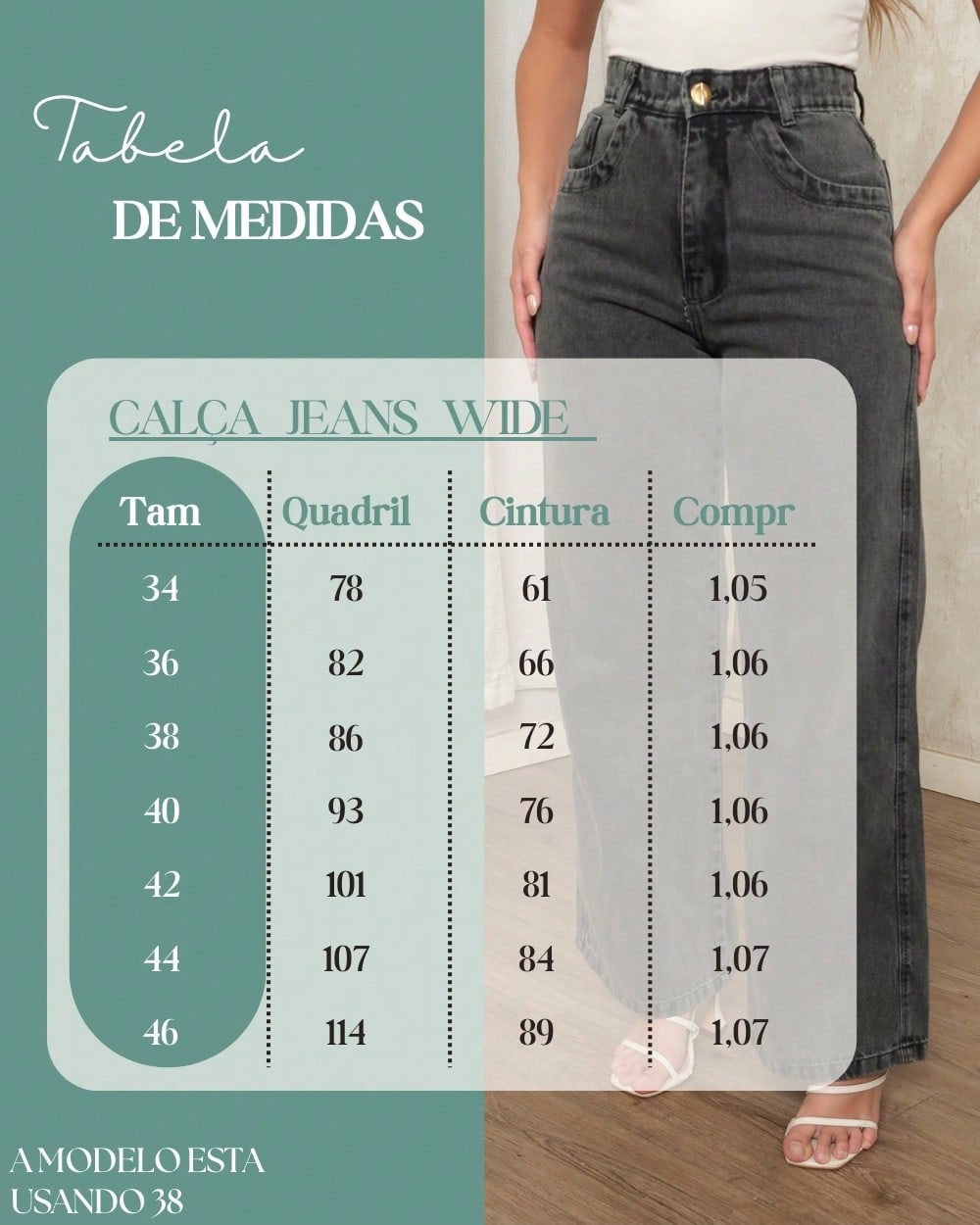Calça Jeans Pantalona Giovanna Wide Leg Cintura Alta Marmorizada