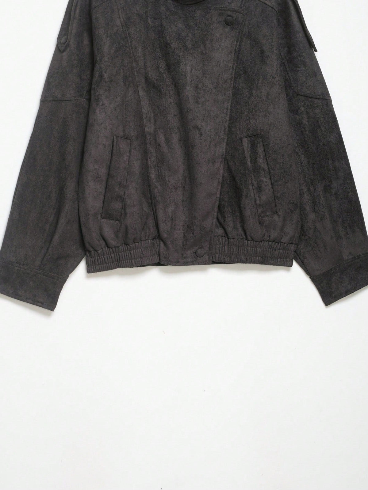 Seelio Jaqueta Casual Feminina de Couro Sintético com Gola Alta, Estilo Europeu e Americano, Moda Minimalista Versátil, Streetwear, Outono/Inverno - Preto e cinza
