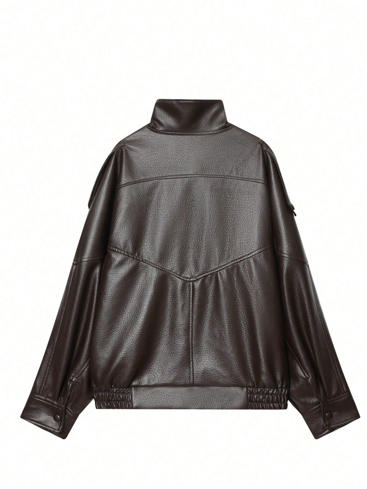 Seelio Jaqueta Casual Feminina de Couro Sintético com Gola Alta, Estilo Europeu e Americano, Moda Minimalista Versátil, Streetwear, Outono/Inverno - Marrom F