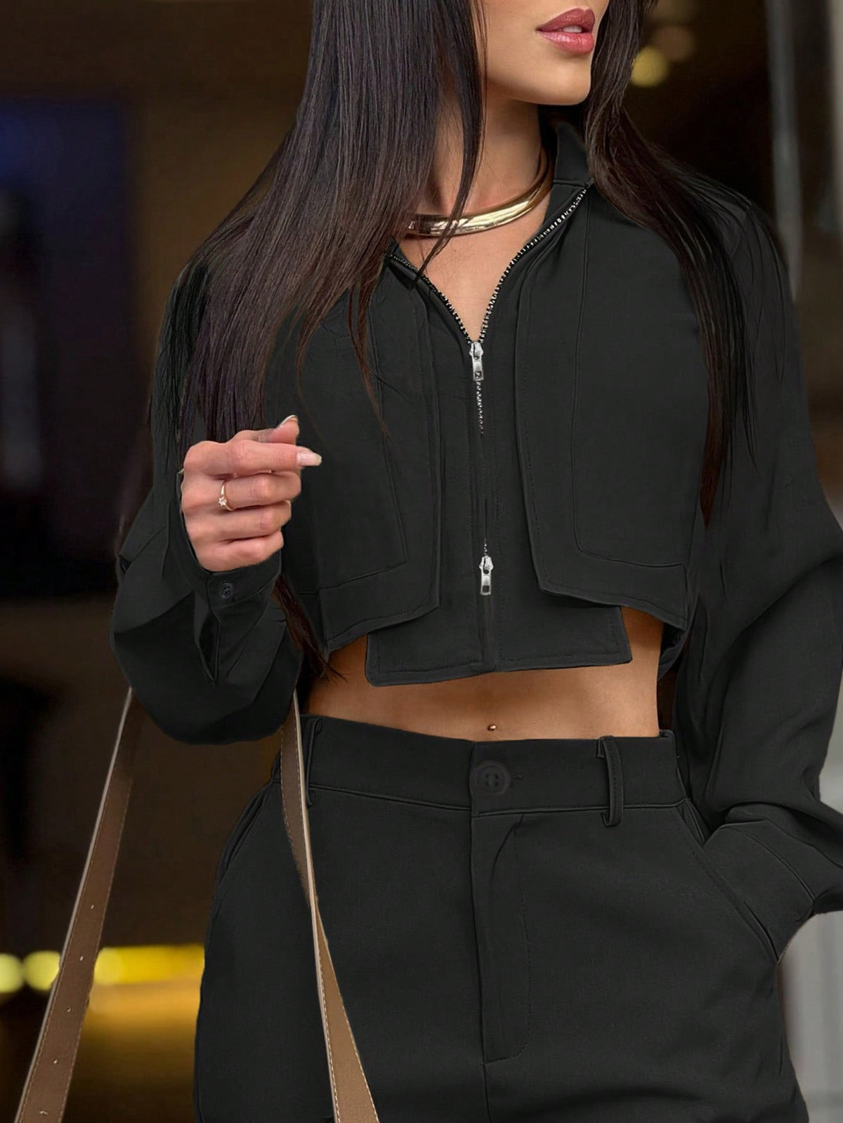 Conjunto Utilitário Isadora com Zíper de Metal e Bolsos, Leve e Soltinho