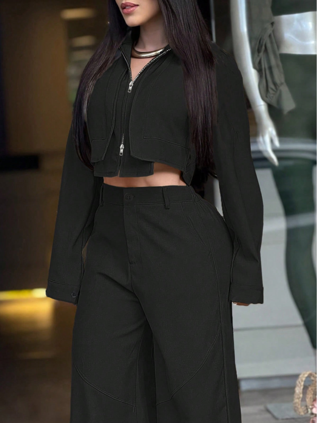 Conjunto Utilitário Isadora com Zíper de Metal e Bolsos, Leve e Soltinho