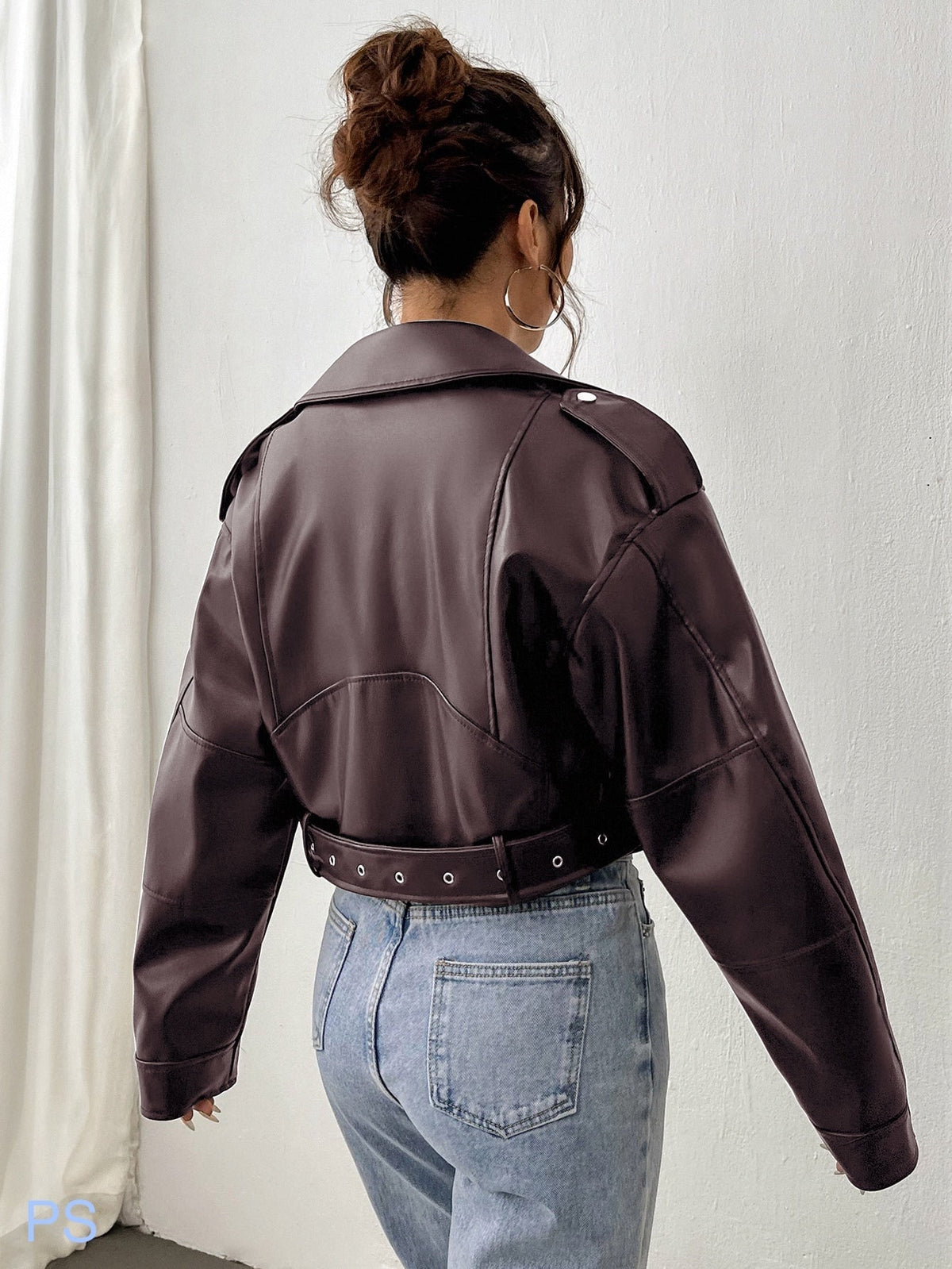StreetHx Zip Up Couro Do Plutônio Jaqueta de Moto - Vinho