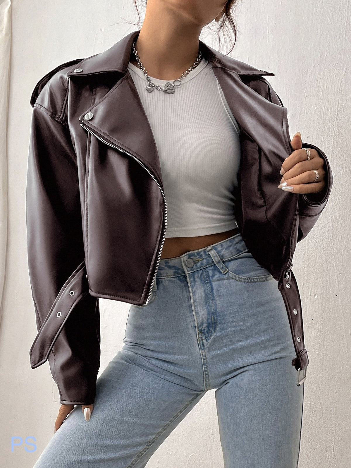 StreetHx Zip Up Couro Do Plutônio Jaqueta de Moto - Vinho