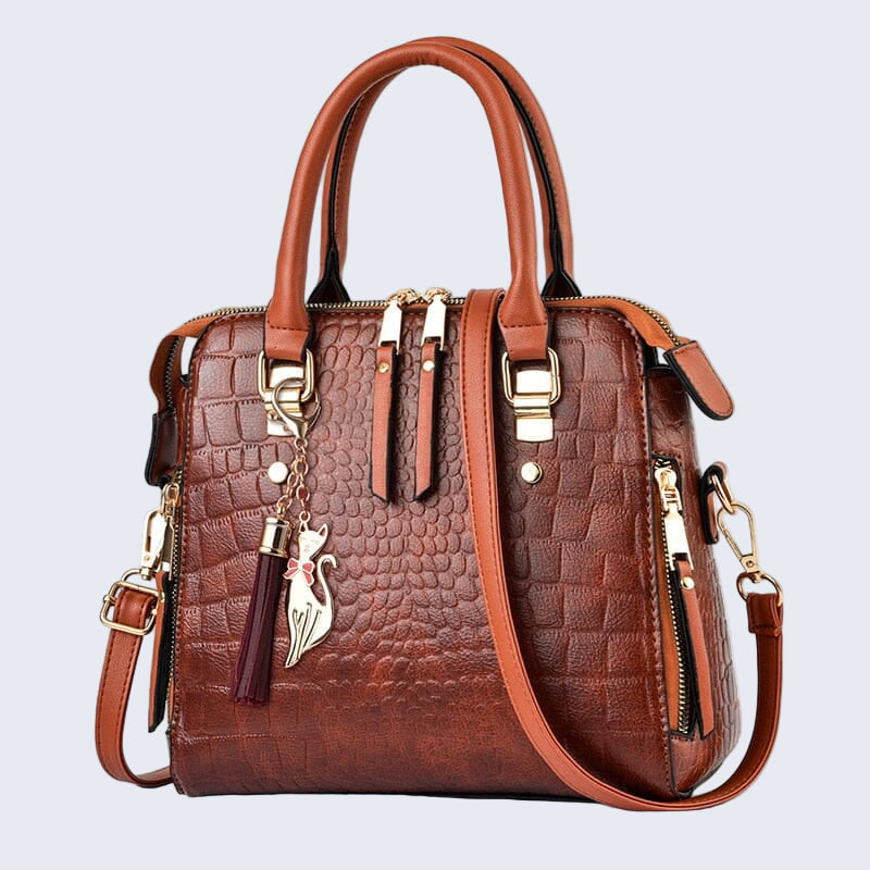 Bolsa de Couro com Design Crocodilo - Glamour