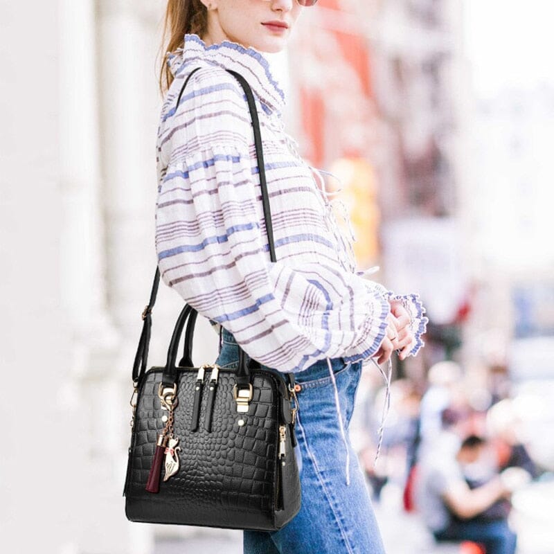 Bolsa de Couro com Design Crocodilo - Glamour