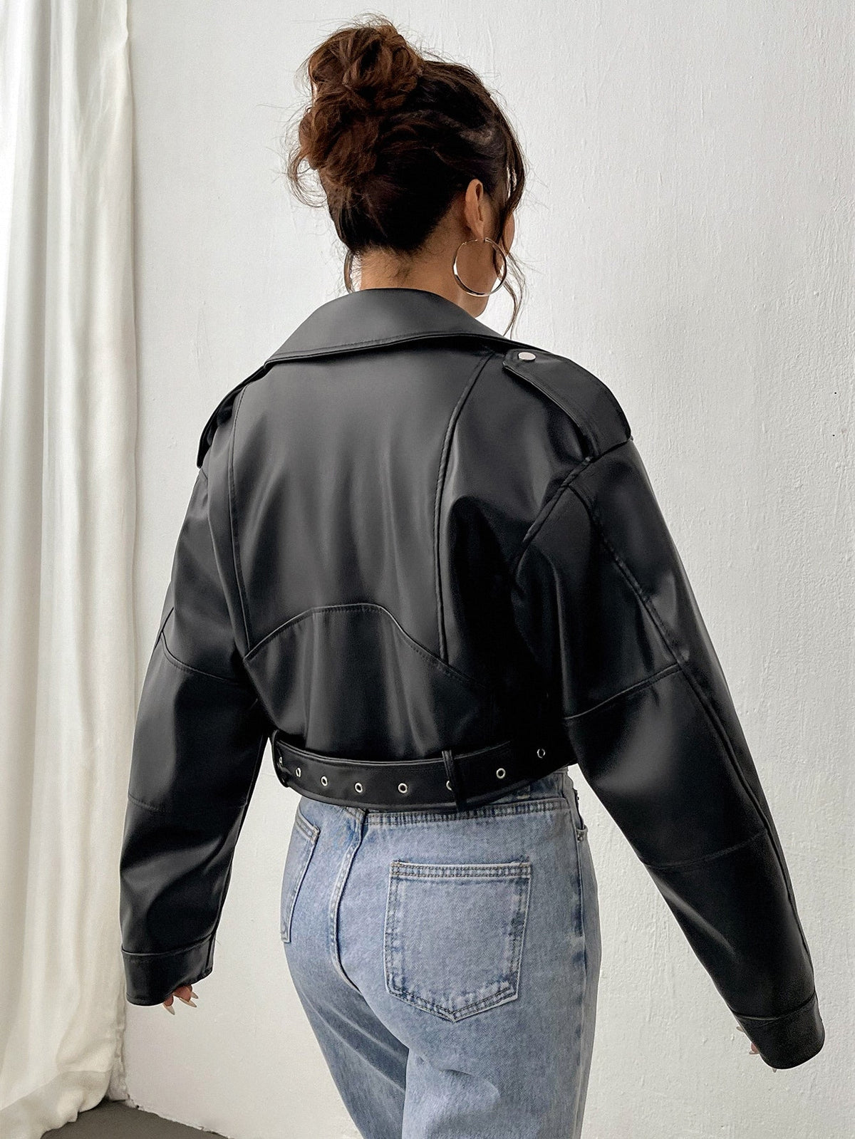 StreetHx Zip Up Couro Do Plutônio Jaqueta de Moto - Preto